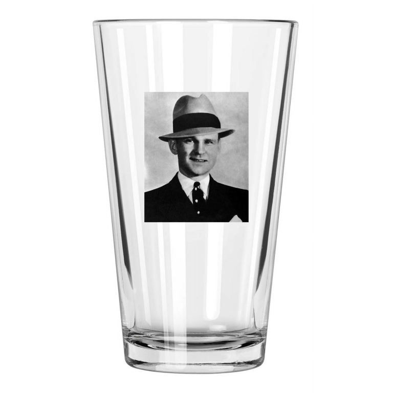 Melvin Purvis Caught Bank Robber John Dillinger Photo Pint Beer Drinking Glass