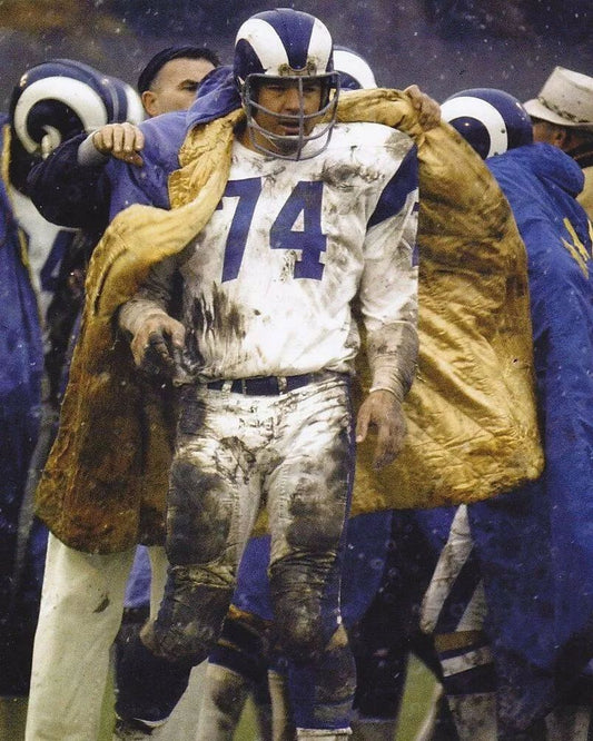 Merlin Olsen Photo Los Angeles Rams La Picture Nfl Football Muddy