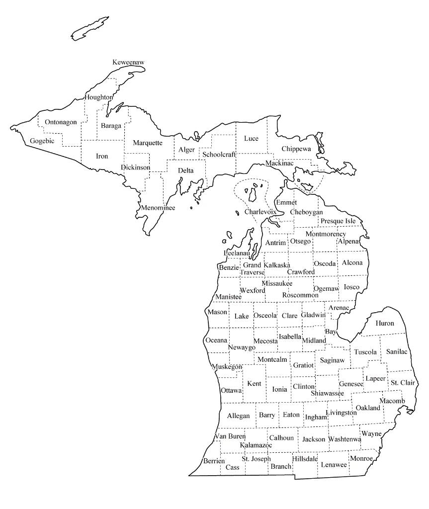 Michigan State County Map City Detroit Poster Picture Photo Print