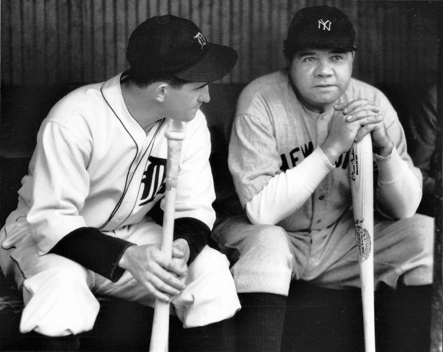 Mickey Cochrane Babe Ruth Photo Detroit Tigers Yankees Baseball Picture Mlb