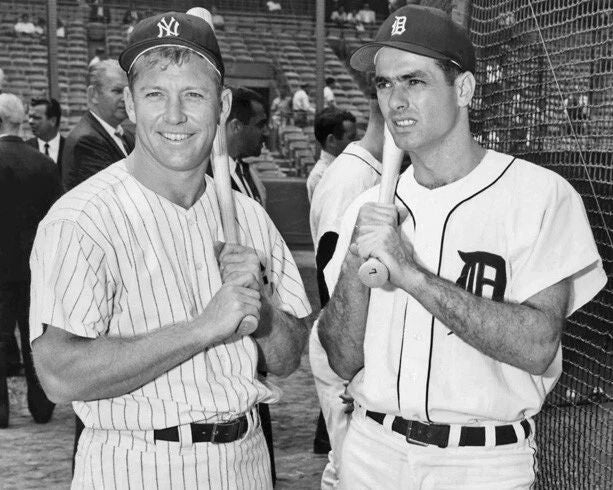 Mickey Mantle And Rocky Colavito Glossy Magnet Baseball Print