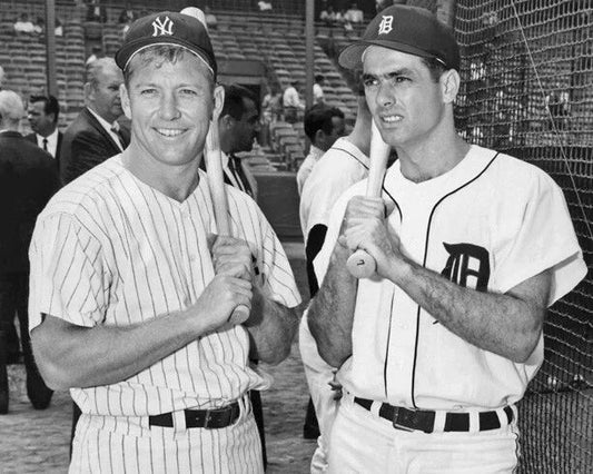 Mickey Mantle And Rocky Colavito Glossy Magnet Baseball Print
