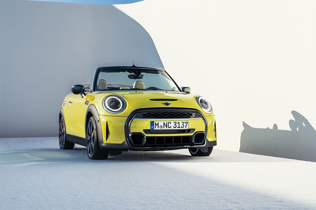 Mini Cooper S Cabrio Yellow City Car Wall Indoor Decor Poster