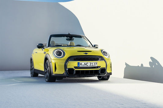 Mini Cooper S Cabrio Yellow City Car Wall Indoor Decor Poster