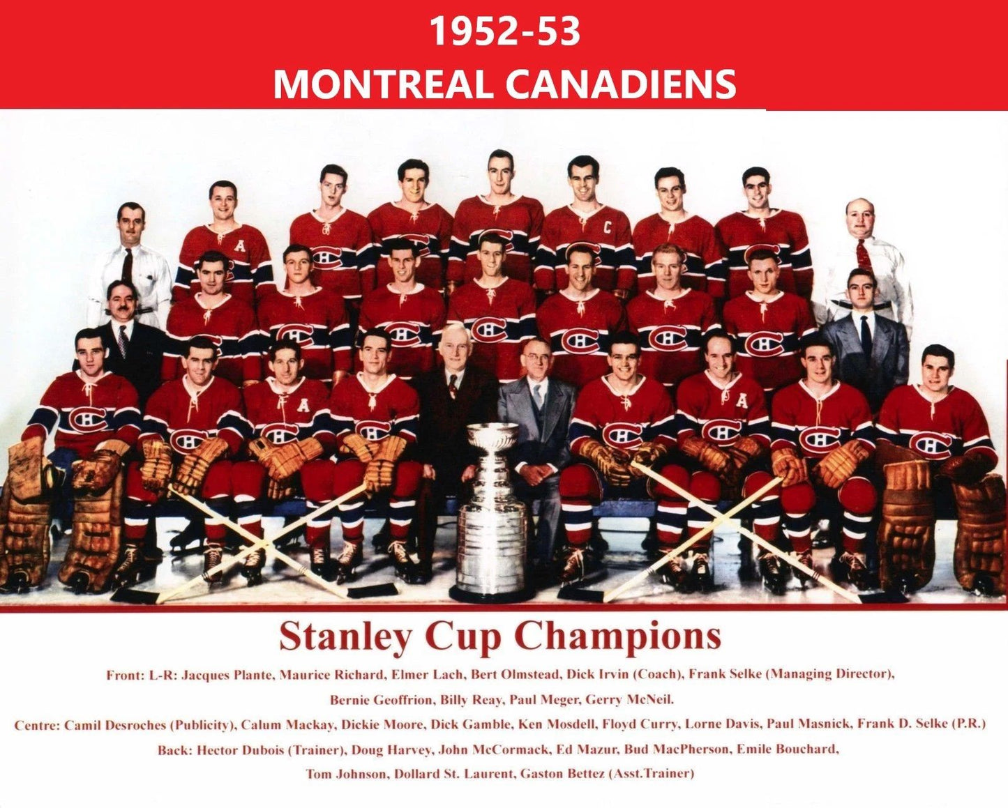 Montreal Canadiens 1952 53 Team Magnet Hockey Nhl Picture Stanley Cup Champs