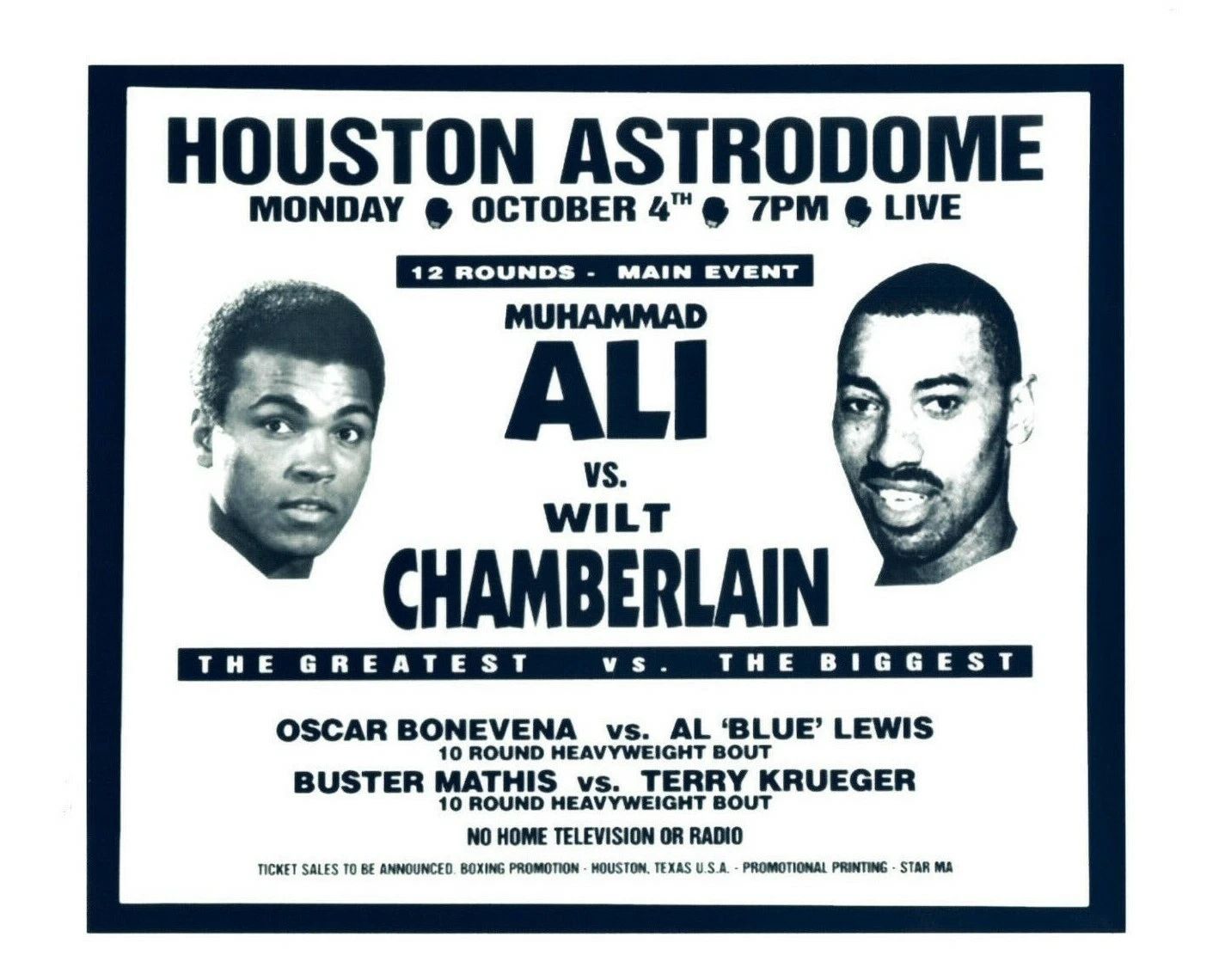 Muhammad Ali Vs Wilt Chamberlain Photo Boxing Picture Basketball Astrodome