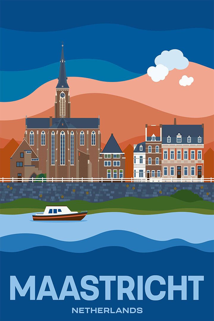 Maastricht Netherlands Travel Retro Vintage Keychain