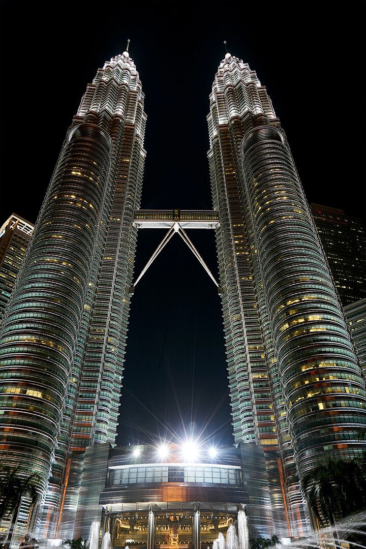 Malaysia Twin Skyscrapers At Night Art Wall Decor Poster