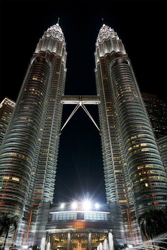 Malaysia Twin Skyscrapers At Night Art Wall Decor Poster