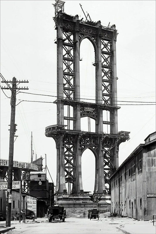 Manhatten Bridge Vintage Black And White 1937 Wall Art Decor Poster
