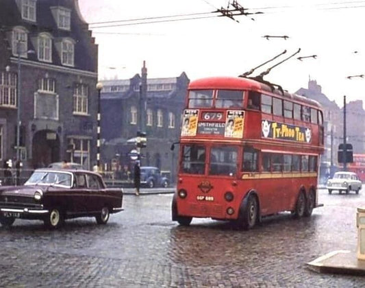 Manor House N4 On Rainy Day In 1961 Buses & Cars On Street Picture Photo