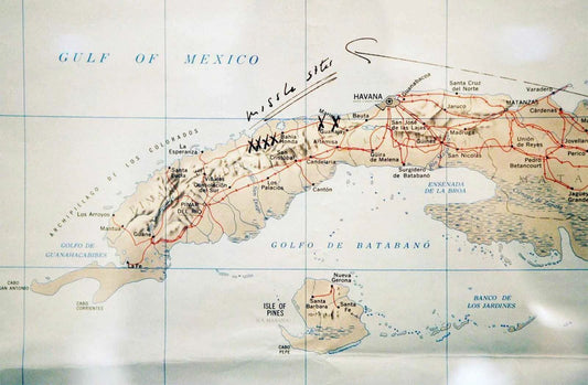 Map Of Cuba Annotated By President John F. Kennedy Jfk Picture Photo