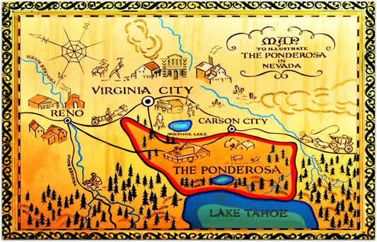 Map Of Ponderosa Old Western Show Bonanza Keychain Keychain Picture 8 X 10 Reprint