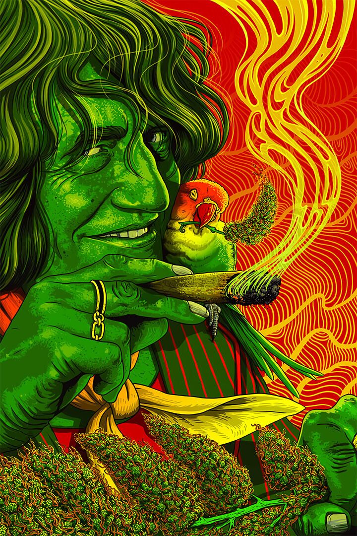 Marijuana Theme Psychedelic Spiral Leaf Print Wall Art Home Decor Poster