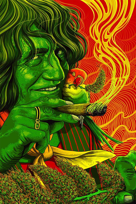 Marijuana Theme Psychedelic Spiral Leaf Print Wall Art Home Decor Poster