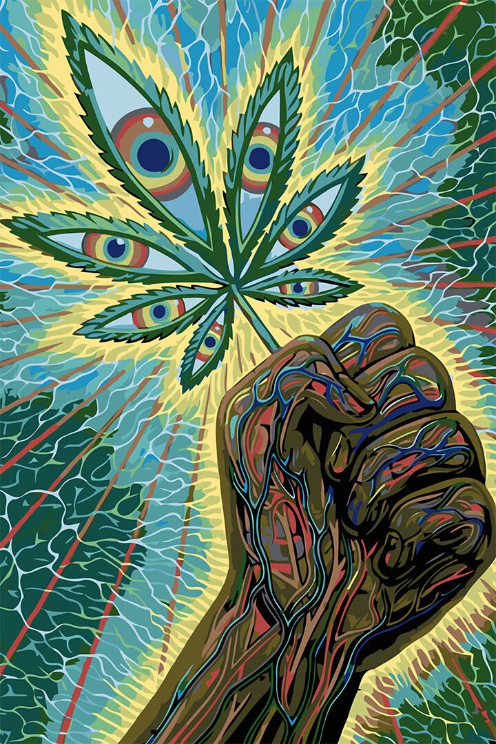 Marijuana Theme Pyschedelic Leaf Artwork Wall Art Home Decor Poster