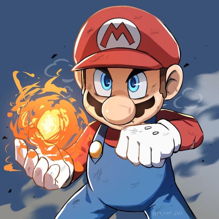 Mario Fireball Pose Print Poster