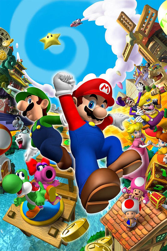 Mario Brothers Classic Vintage Arcade Wall Art Home Deco Poster