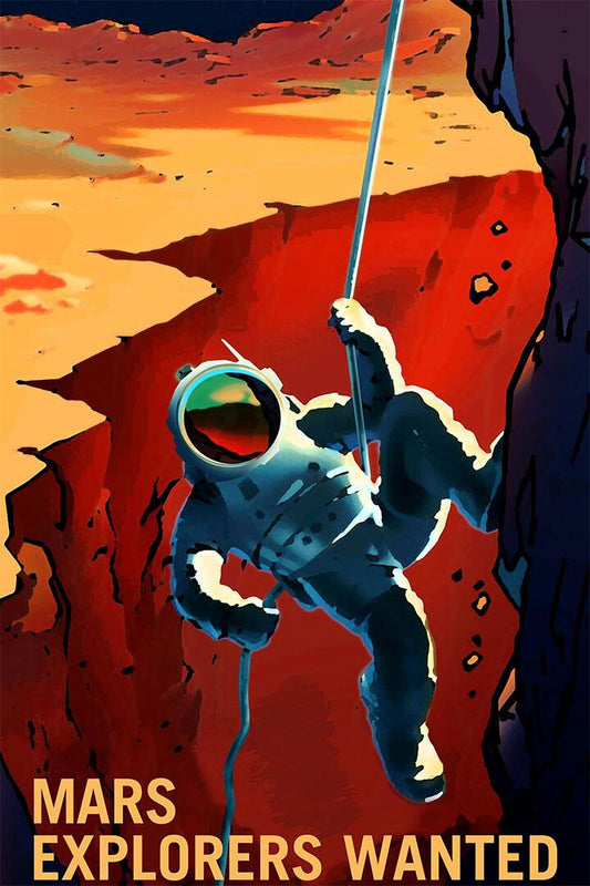 Mars Explorers Wanted Retro Mars Exploration Nasa Travel Wall Poster