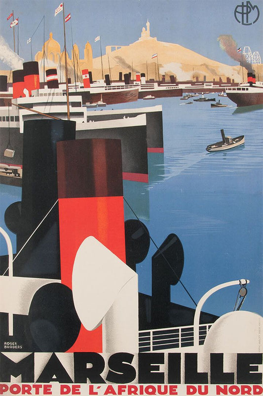 Marseille African Port 1930S French Vintage Style Travel Wall Poster