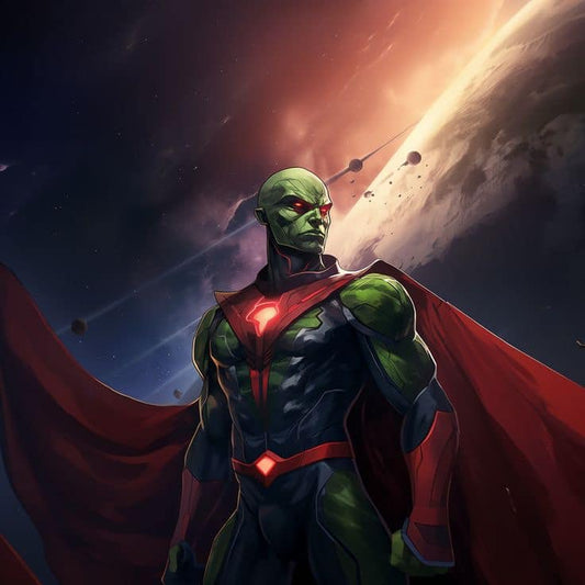 Martian Superhero Space Scene Print Poster