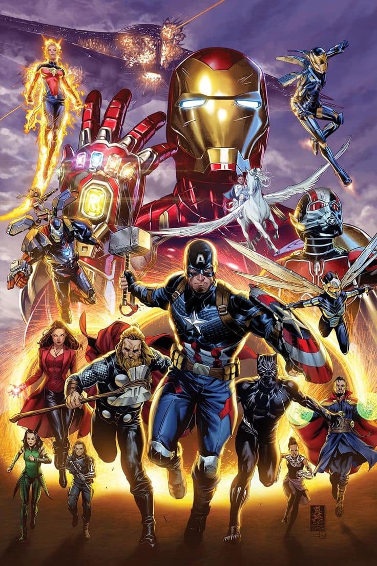 Marvel Superhero Team Battle Print Poster