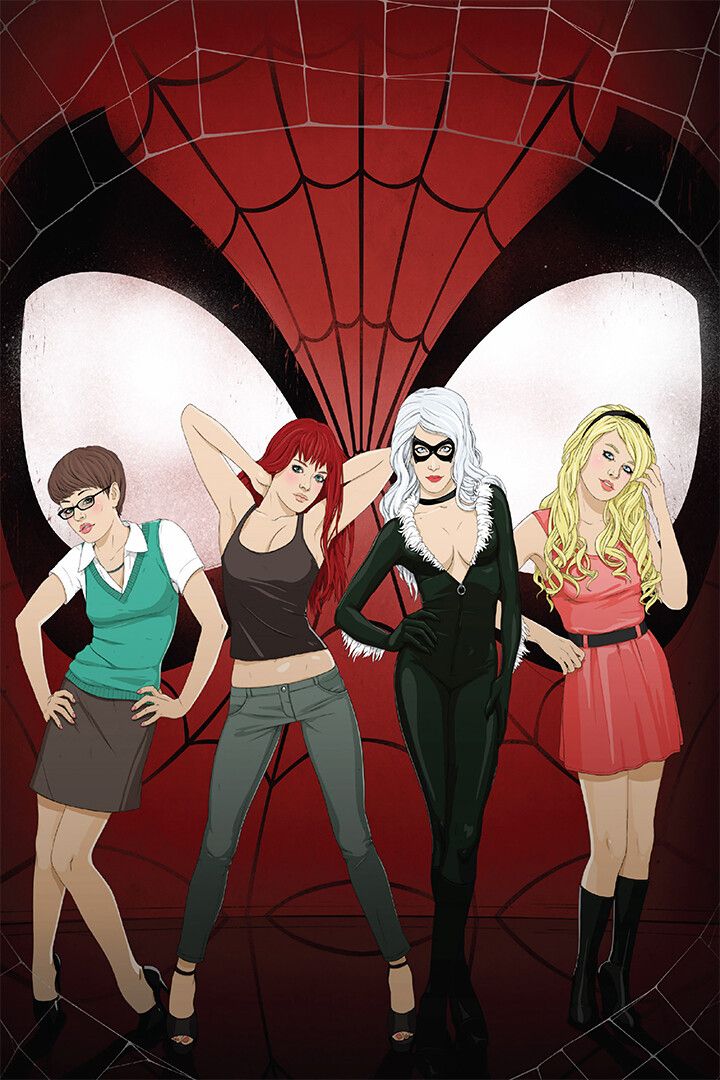 Mary Jane And Gwen Stacy Spiderman Art Print Decor Poster