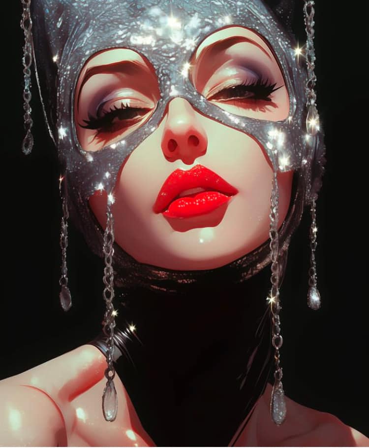 Masked Beauty Portrait Print Poster
