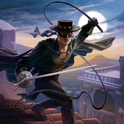 Masked Swordsman Action Scene Print Poster