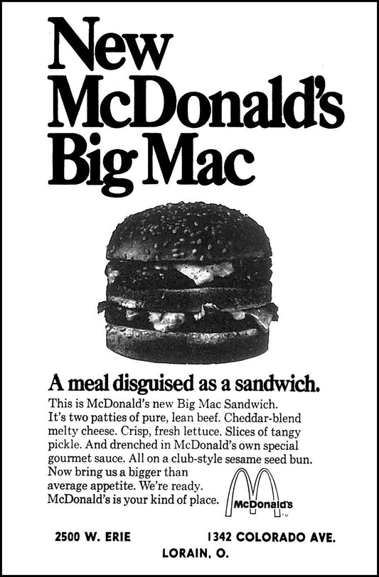 Mcdonald'S Big Mac Burger Debut Newspaper Ad Retro Picture Photo Print