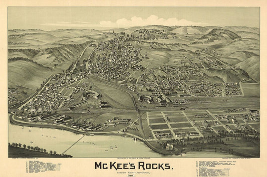 Mckees Rocks Pennsylvania Historic Panoramic Town Map Jigsaw Puzzle