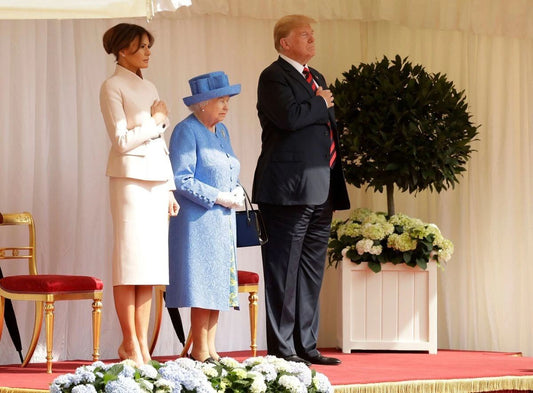 Melania & Donald Trump & Queen Elizabeth Meeting Picture Photo Print