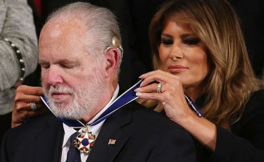 Melania Trump Presents Rush Limbaugh With Medal Of Freedom Keychain Print