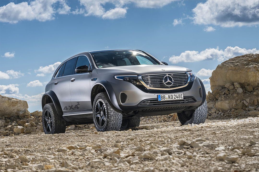 Mercedesbenz Eqc 4X4 Blue Sky Stone Road Wall Indoor Jigsaw Puzzle