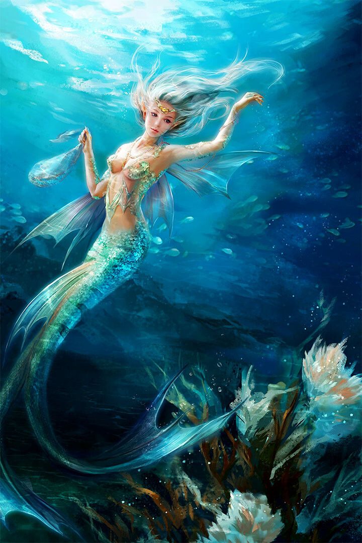 Mermaid In The Sea Design Girl Painting Keychain