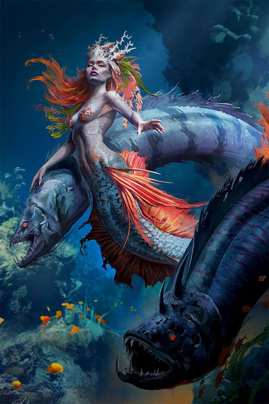 Mermaid In The Sea Girl Design Painting Print Jigsaw Puzzle