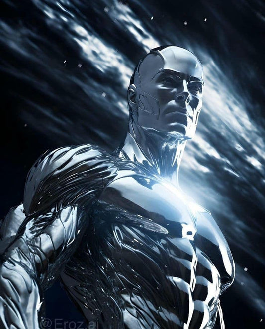 Metallic Human Figure In Space Print Poster
