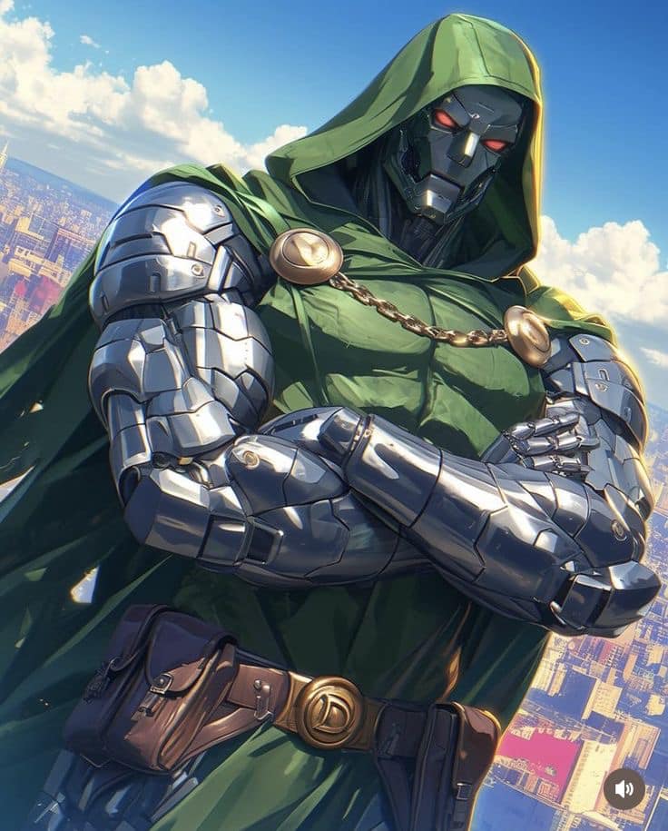Metallic Superhero Villain Dr Doom Print Poster