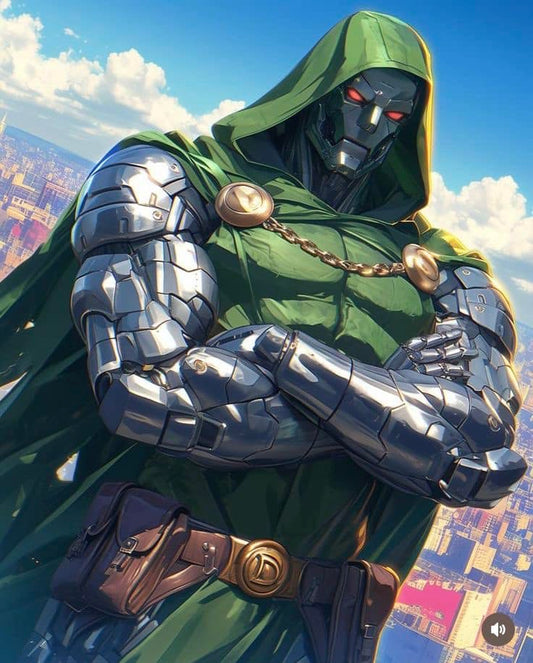 Metallic Superhero Villain Dr Doom Print Poster