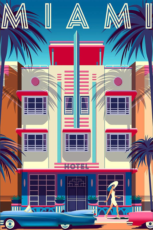 Miami Florida Holiday Vintage Style Travel Jigsaw Puzzle