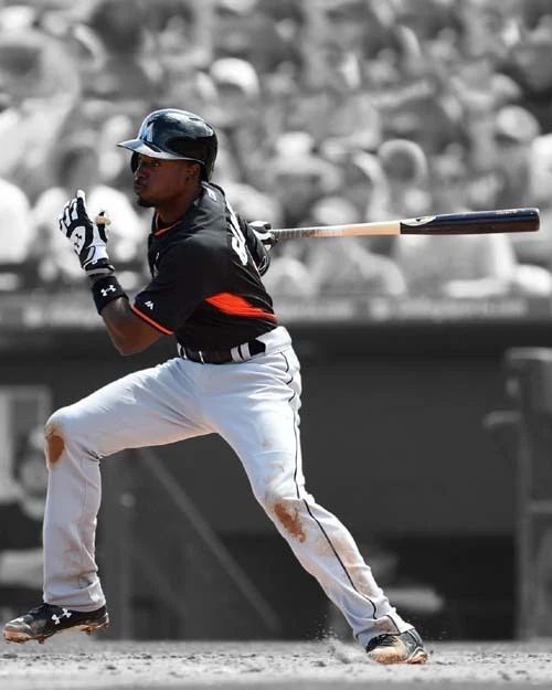 Miami Marlins Dee Gordon Glossy Photo Baseball Print Spotlight Poster