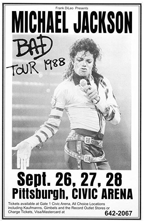 Michael Jackson Bad Tour 1988 Pittsburgh Pa Concert Poster Replicaclearance