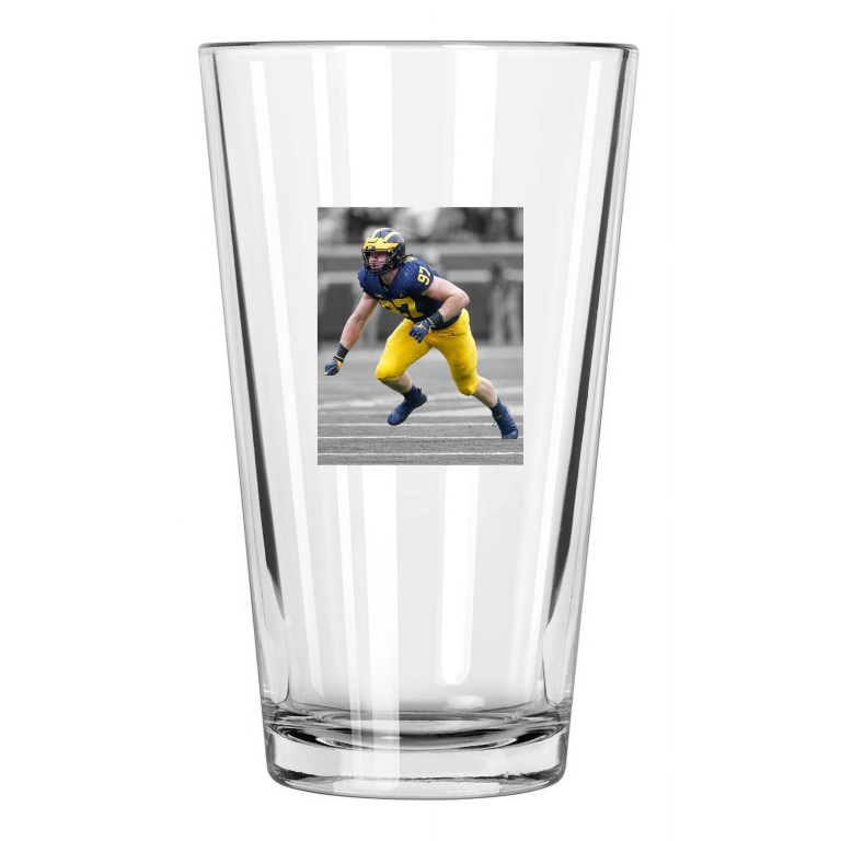 Michigan Wolverines Aiden Hutchinson Photo Spotlight Pint Beer Drinking Glass