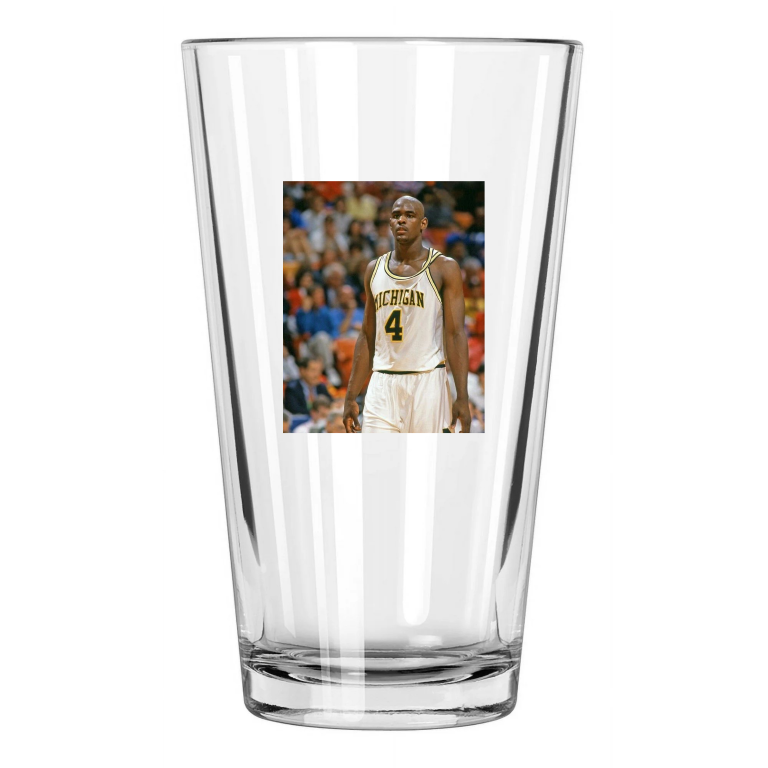 Michigan Wolverines Chris Webber Photo Basketball Pint Beer Drinking Glass