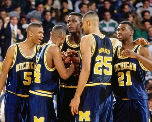 Michigan Wolverines Fab 5 Glossy Photo Chris Webber And Jalen Rose Print
