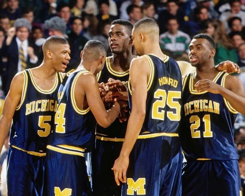 Michigan Wolverines Fab 5 Glossy Keychain Chris Webber And Jalen Rose Print