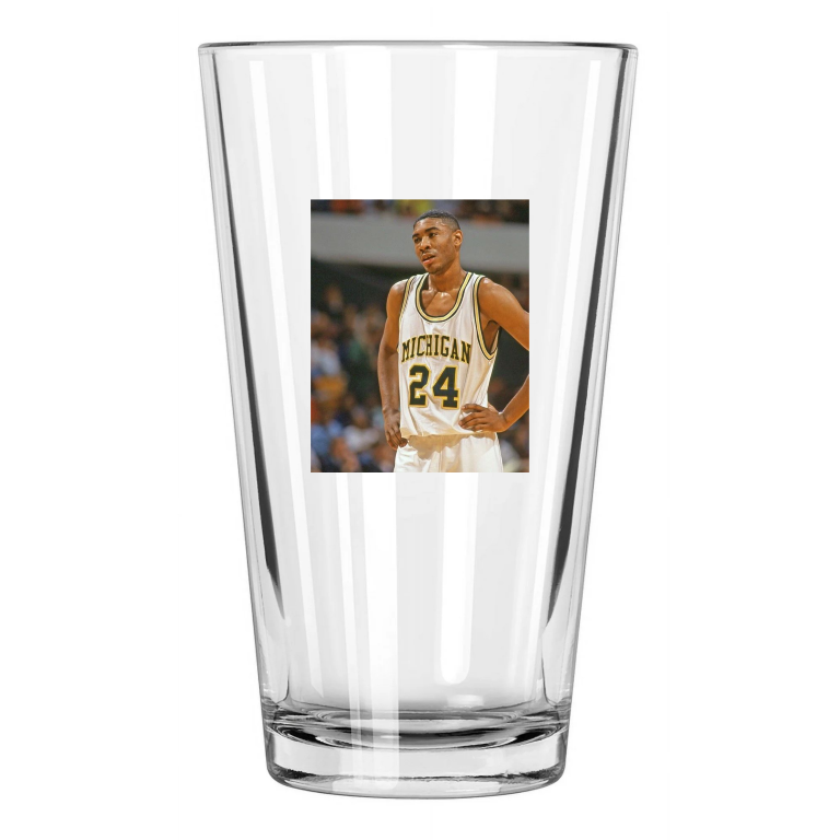 Michigan Wolverines Jimmy King Photo Basketball Fab 5 Pint Beer Drinking Glass