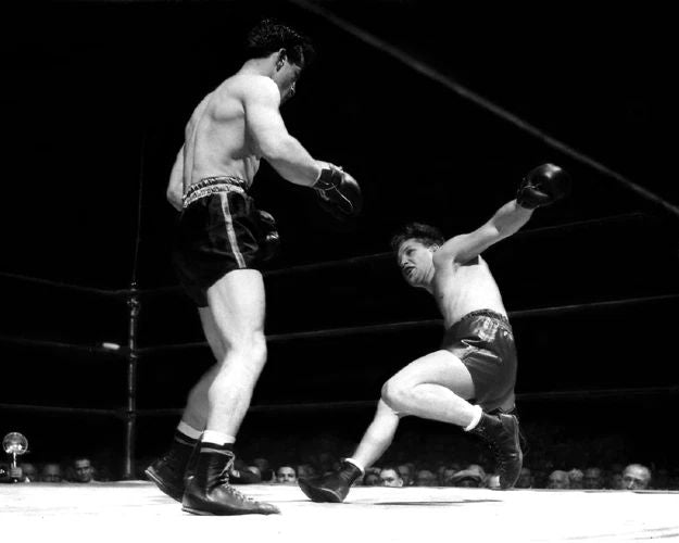Middleweight Boxers Rocky Graziano Vs Al Davis Keychain Glossy Boxing Print