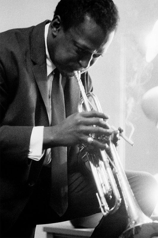 Miles Davis Playing Trumpet Composer Print Jigsaw Puzzle
