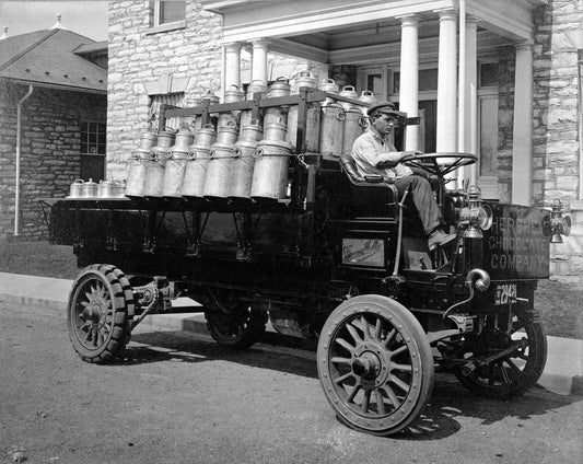 Milk Man With Jugs Of Milk On Dairy Product Delivery Truck Picture Keychain